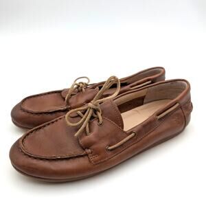 Frye Naya Boat Shoes Lace-Up Front Women's Leather Cinnamon Size US8M EU39
